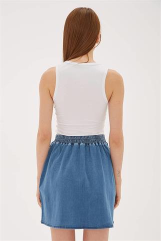 KOLSUZ SIFIR YAKA BEYAZ  KADIN CROP 0479-2Y5