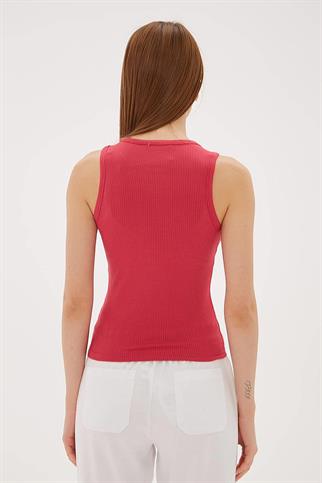 KOLSUZ SIFIR YAKA MERCAN  KADIN CROP 0479-2Y5