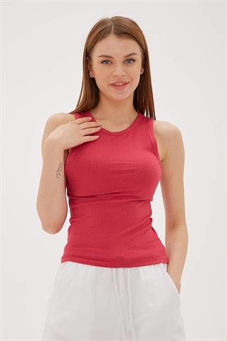 KOLSUZ SIFIR YAKA MERCAN  KADIN CROP 0479-2Y5