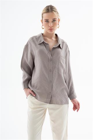 UZUN KOLLU CEPLİ VİZON KADIN GÖMLEK 0571-2Y5