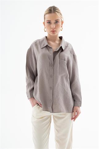 UZUN KOLLU CEPLİ VİZON KADIN GÖMLEK 0571-2Y5