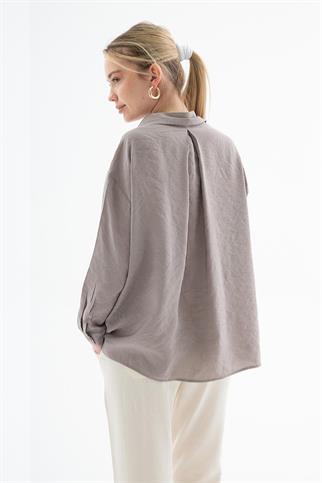 UZUN KOLLU CEPLİ VİZON KADIN GÖMLEK 0571-2Y5