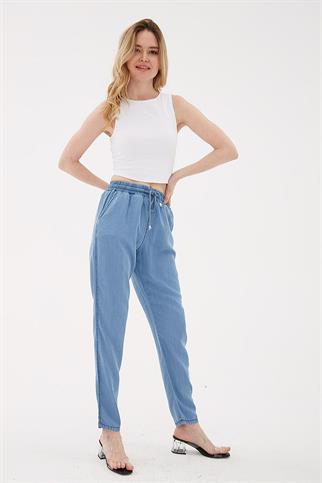 BELİ BAĞCIKLI MAVİ KADIN PANTOLON 0657-2Y5
