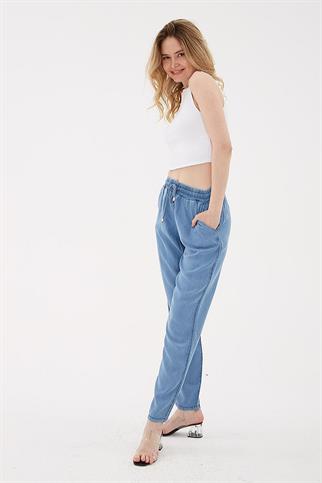 BELİ BAĞCIKLI MAVİ KADIN PANTOLON 0657-2Y5