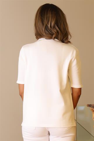 KISA KOLLU V YAKA TRİKO KADIN BLUZ  5726-2Y5