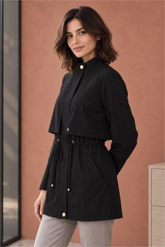3431-2K7 GHİSA TRENCH-SİYAH