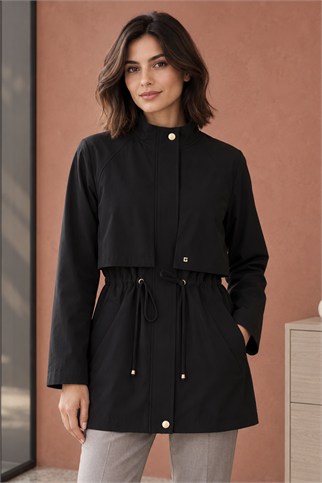 3431-2K7 GHİSA TRENCH-SİYAH