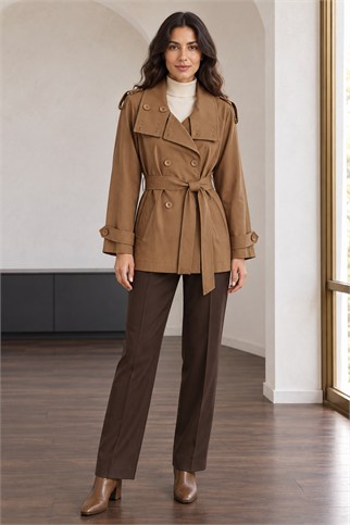 Kadın Koyu Camel Trençkot 37843-2K7