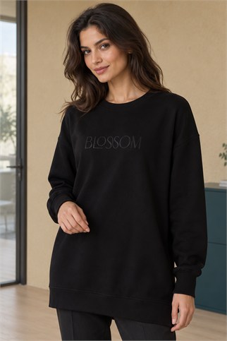 Kadın Siyah Sweatshirt 38107-2K7