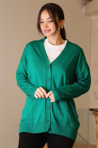 CEPLİ UZUN KOLLU BENETTON  KADIN HIRKA 5480-2K5