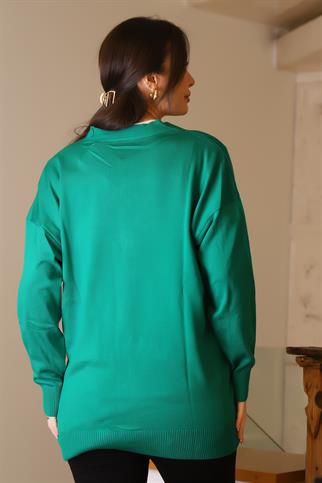 CEPLİ UZUN KOLLU BENETTON  KADIN HIRKA 5480-2K5