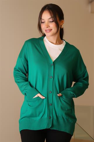 CEPLİ UZUN KOLLU BENETTON  KADIN HIRKA 5480-2K5