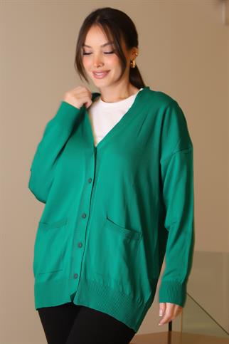 CEPLİ UZUN KOLLU BENETTON  KADIN HIRKA 5480-2K5