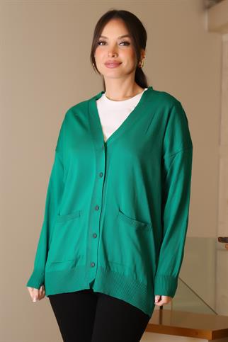 CEPLİ UZUN KOLLU BENETTON  KADIN HIRKA 5480-2K5