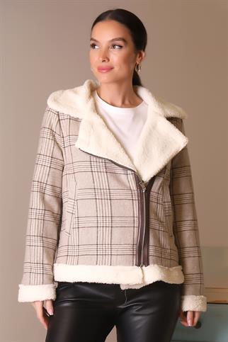 FERMUARLI PELUŞ VİZON KADIN MONT 99161-2K4