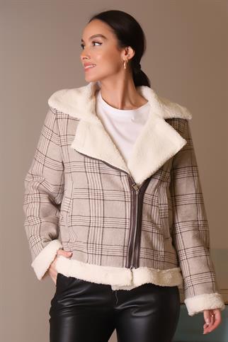 FERMUARLI PELUŞ VİZON KADIN MONT 99161-2K4