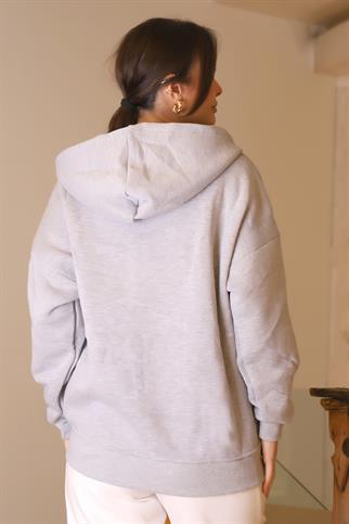 KANGURU CEPLİ GRİ KADIN SWEATSHİRT 3045-2K5