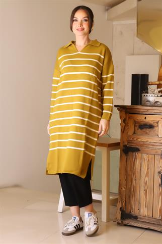 YANLARI YIRTMAÇLI UZUN KOLLU ASİT  KADIN ELBİSE 5172-2K5