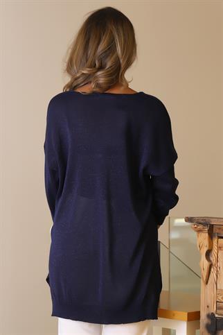 V YAKA YARIM KOLLU LACİ  KADIN TRİKO 158-2Y5