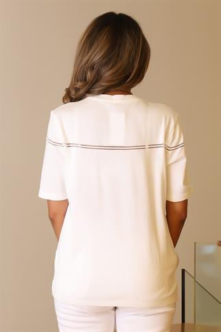 KISA KOLLU SIFIR YAKA EKRU KADIN TRİKO BLUZ  305-2Y5