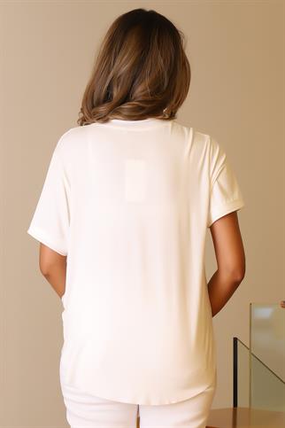 BASIC KISA KOLLU EKRU KADIN  BLUZ    734-2Y5