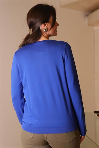 V YAKA UZUN KOLLU EKRU KADIN TRİKO KAZAK 832-2K5