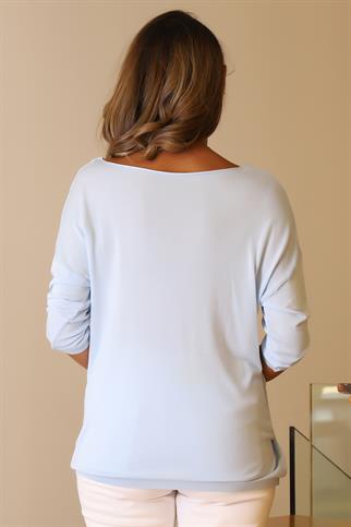 UZUN KOLLU BASIC BEBE MAVİ TRİKO KADIN BLUZ  928-2Y5