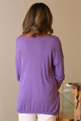 UZUN KOLLU BASIC MOR  TRİKO KADIN BLUZ 928-2Y5
