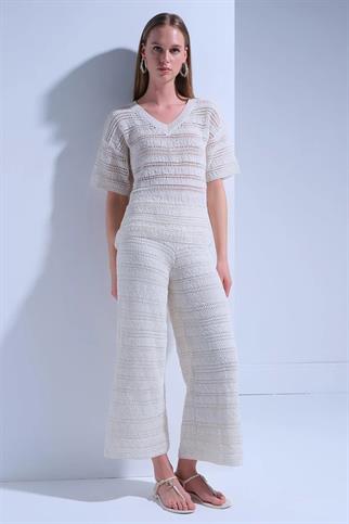 AJURLU ASTARLI EKRU KADIN PANTOLON  009-2Y5