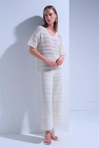 AJURLU ASTARLI EKRU KADIN PANTOLON  009-2Y5