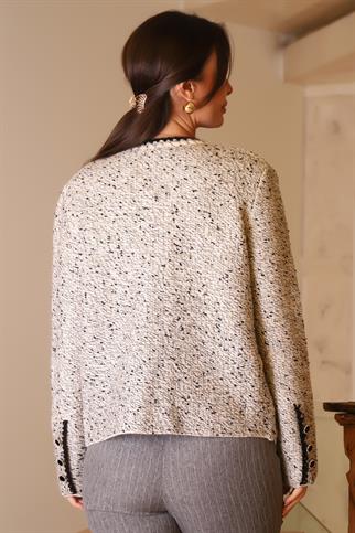 GRİ CEPLERİ DÜĞMELİ KADIN TRİKO HIRKA 021-2K5