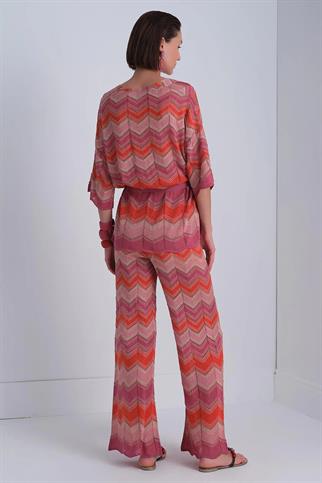 Zikzak Desenli Beli Kemerli Simli Multi Hırka 067-2Y5