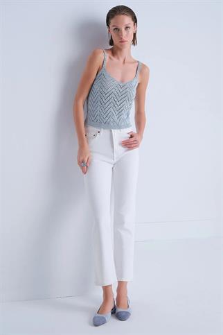 SİM DETAYLI MAVİ KADIN CROP ATLET 109-2Y5