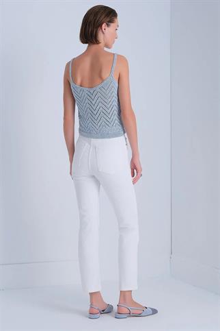 SİM DETAYLI MAVİ KADIN CROP ATLET 109-2Y5