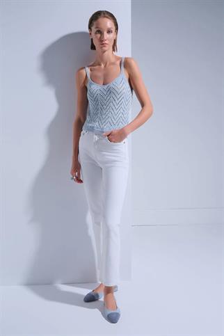 SİM DETAYLI MAVİ KADIN CROP ATLET 109-2Y5