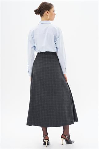 EKOSE DESENLİ FÜME KADIN ETEK 12049-2K5