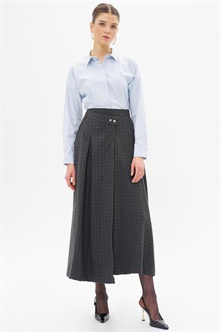 EKOSE DESENLİ FÜME KADIN ETEK 12049-2K5