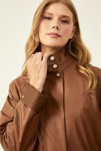 BELDEN BAĞLAMALI UZUN KOLLU CAMEL KADIN KAP 14018-2K5