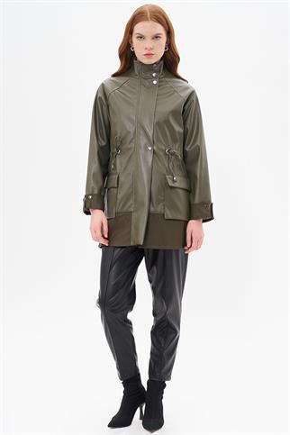 BELDEN BAĞLAMALI UZUN KOLLU HAKİ KADIN KAP 14018-2K5