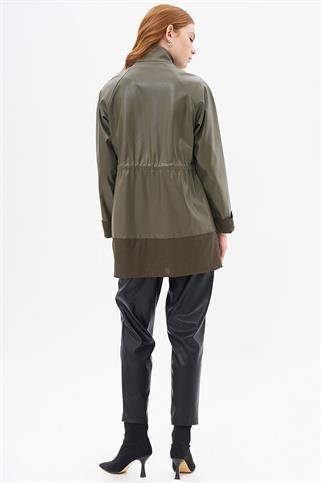 BELDEN BAĞLAMALI UZUN KOLLU HAKİ KADIN KAP 14018-2K5