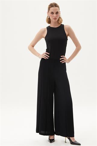 GENİŞ PAÇALI SİYAH KADIN PANTOLON  19066-2Y4