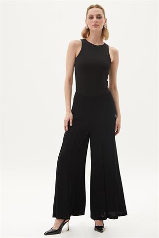 GENİŞ PAÇALI SİYAH KADIN PANTOLON  19066-2Y4