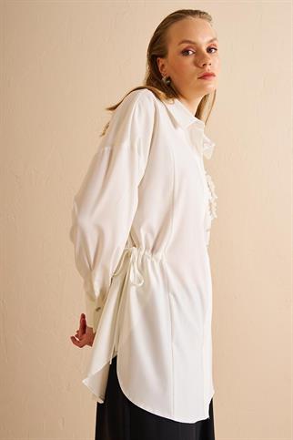 İŞLEMELİ EKRU KADIN TUNİK  21038-2Y5