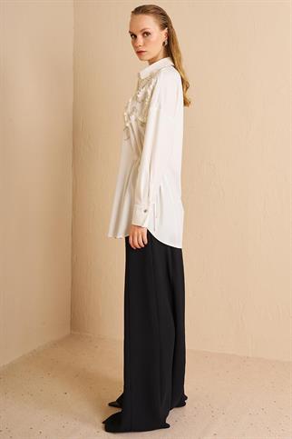 İŞLEMELİ EKRU KADIN TUNİK  21038-2Y5