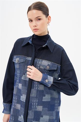 Parlak Taş Detaylı Garnili Laci Kadın Tunik 21107-2K5