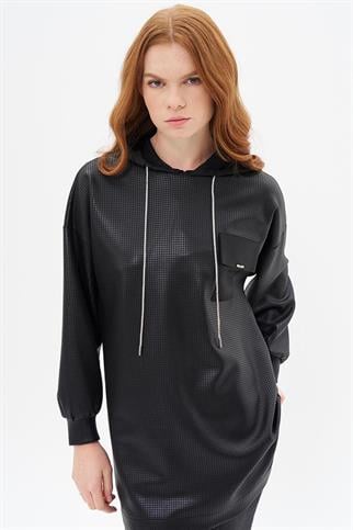 Pul Payetli Siyah Kadın Sweatshirt  31025-2K5