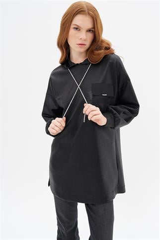 Pul Payetli Siyah Kadın Sweatshirt  31025-2K5