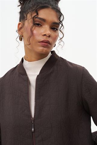 Yaprak Aplikeli Kahve Kadın Ceket 73015-2K5 