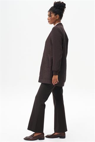 Yaprak Aplikeli Kahve Kadın Ceket 73015-2K5 