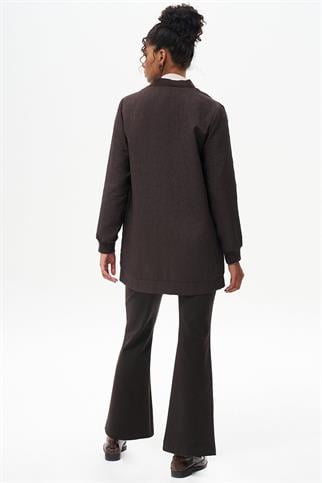 Yaprak Aplikeli Kahve Kadın Ceket 73015-2K5 